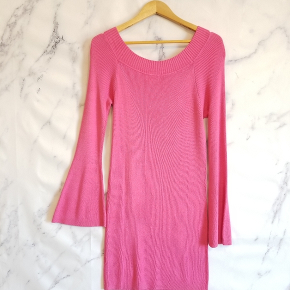 LOVERS + Friends Pink Off the shoulder Knit/Sweater Dress, XL - Picture 8 of 9